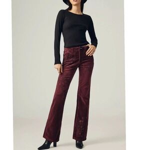 Pilcro The Yaya Midrise Crop Flare Jeans: Velvet Edition 32T Burgandy NEW!